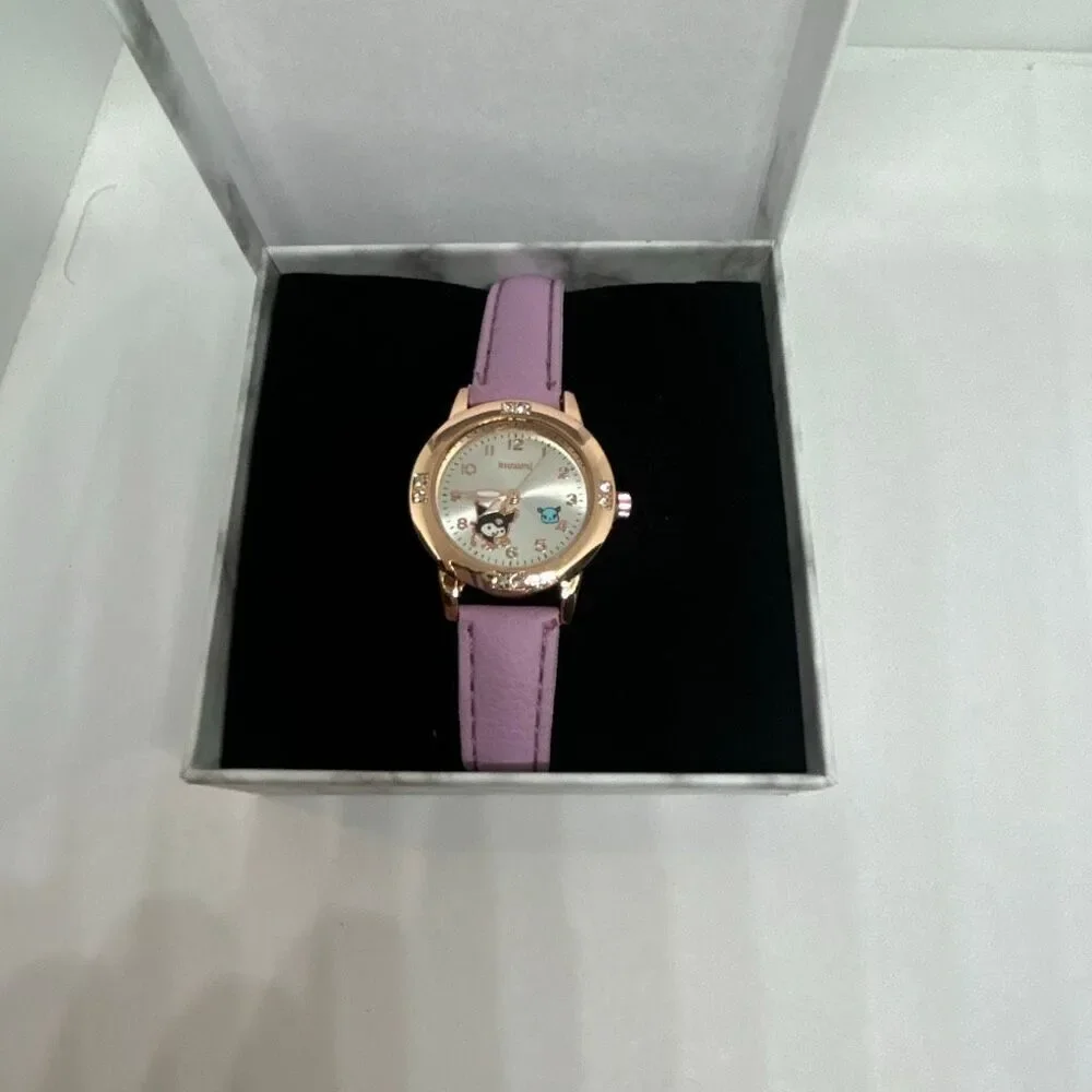 Kuromi Pink Watch Rose Gold Tone Crystal Bezel w/ Box NEW